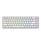 White ATK 68 V3 eSports 65% keyboard with aluminum case and rainbow RGB backlighting.